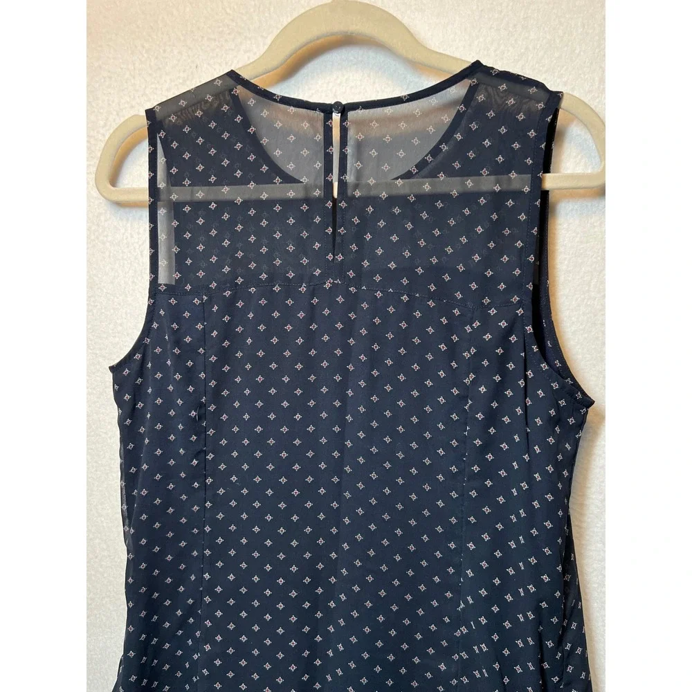 Abercrombie & Fitch Dress Size 10 Blue Sheer Sleeveless Houndstooth‎ Hem